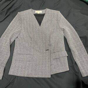 Michael Kors Black and White Herringbone Jacket